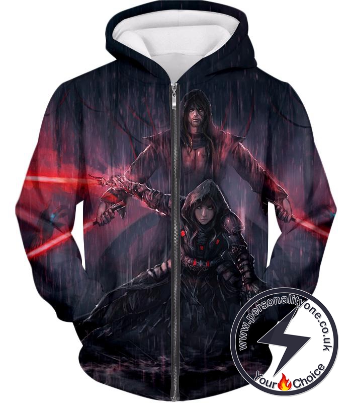 Star Wars Super Cool Star Wars Sith Lords Action Wallpaper Graphic Zip Up Hoodie